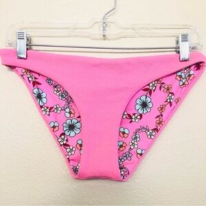 Maaji Women's Reversible Pink Floral High-Leg Bikini Bottoms Size M